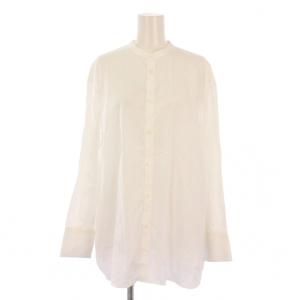 23AW ファインブロード バンドカラーシャツ ブラウス 長袖 36 白 12013401202 /BM