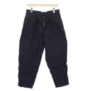 バックサテンベイカーパンツ テーパード スラックス ジップフライ ワンカラー 無地 S 紺 ネイビー 11-24-0919-578