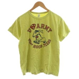 Tシャツ カットソー 半袖 ロゴ 馬柄 コットン M 黄緑 /AN38
