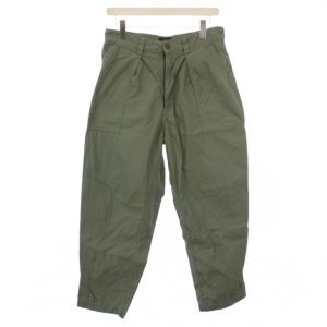 バックサテンベイカーパンツ テーパード スラックス ジップフライ ワンカラー 無地 S カーキ 11-24-0919-578