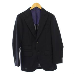 テーラードジャケット ブレザー アウター シングル 背抜き ウール 44 紺 ネイビー 24-16-1055-015