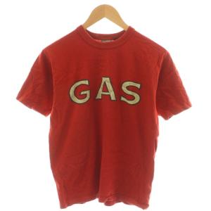 GAS Tシャツ カットソー 半袖 ロゴ プリント 38 赤 レッド ロゴ /AN19