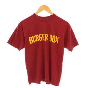 ロゴ Tシャツ カットソー クルーネック 半袖 38 赤 ボルドー /YM