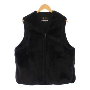 ADAM ET ROPE別注 ファーライナーベスト Vネック ジップアップ ショート丈 40 黒 ブラック