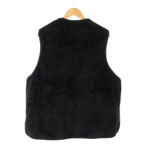 Barbour ADAM ET ROPE別注 ファーライナーベスト Vネック ジップアップ ショート丈 40 黒 ブラック
