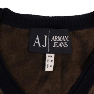 ARMANI JEANS ニット セーター 長袖 Vネック ロゴ ウール EU M 茶 /BM