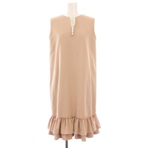 ノースリーブワンピース パール装飾 36 ベージュ YCD-221-755