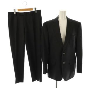 セットアップスーツ ストライプ柄 テーラードジャケット テーパードパンツ 165cm 78cm ダークグレー