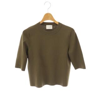 ニット カットソー プルオーバー 五分袖 カーキ /CX OS