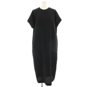 22SS FluidBackSatinワンピース ミモレ ロング 半袖 4 黒 ブラック OPCYNM0902