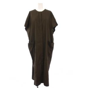 23SS CRISP LINEN POZENE シャツワンピース ノースリーブ ロング 38 カーキ 3205501