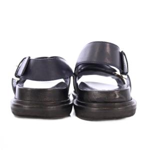 MARNI フスベットサンダル ストラップ 厚底 レザー クロス 37 紺 ネイビー ボルドー 黒 ブラック FBMSV05G01