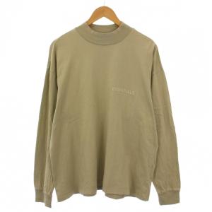 Tシャツ ロンT 長袖 クルーネック ストレッチ ロゴ XS カーキ /BB