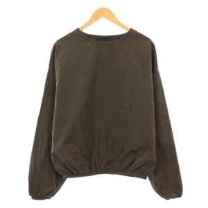 トレーナー ナイロン 長袖 クルーネック ロゴ ワンカラー XS カーキ /BB