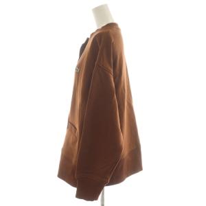 LACOSTE ドルマンスリーブクルーネックスウェットカーディガン ロゴ ワッペン リブ コットン 36 茶 ブラウン