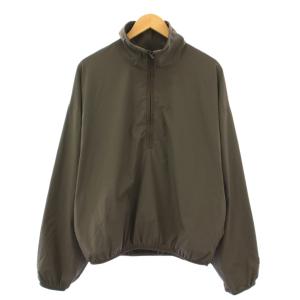 トレーナー ナイロン スタンドカラー ストレッチ ハーフジップ ロゴ XS カーキ /BB