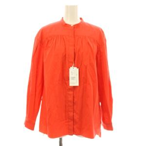24AW ハイカウントサテン スタンドカラーシャツ 長袖 ギャザー 36 ダークオレンジ 11014401202
