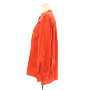 BALLSEY 24AW ハイカウントサテン スタンドカラーシャツ 長袖 ギャザー 36 ダークオレンジ 11014401202