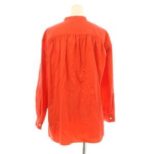 BALLSEY 24AW ハイカウントサテン スタンドカラーシャツ 長袖 ギャザー 36 ダークオレンジ 11014401202
