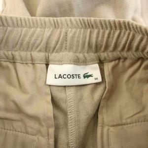LACOSTE フランネルワイドトラウザー イージーパンツ ワッペン 36 ベージュ HF7449 /KU