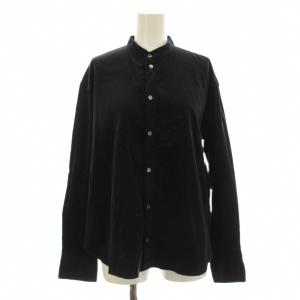 23AW コットンコーデュロイ ワイドシャツ 長袖 バンドカラー F 黒 ブラック 23013401209