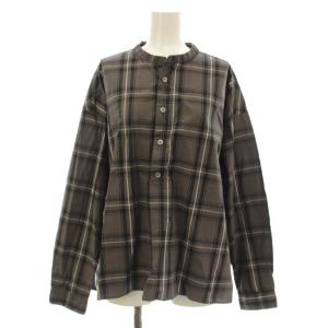 23AW タイプライタービッグチェック スタンドカラーシャツ 長袖 プルオーバー 3 グレー 16-737X
