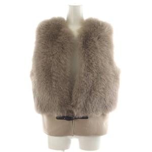 フォックスファーベスト ウール 36 ピンクベージュ 0305-310-223