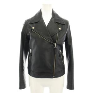 ライダースジャケット レザージャケット ダブル アウター ラムレザー S 黒 ブラック UI23-013･4