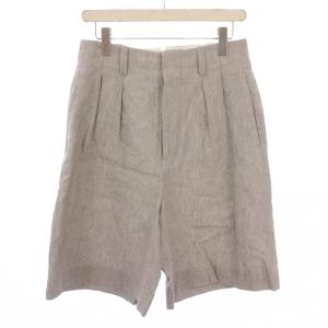25SS YARN DYED LINEN TROUSERS ショートパンツ ハーフパンツ タック ジップフライ
