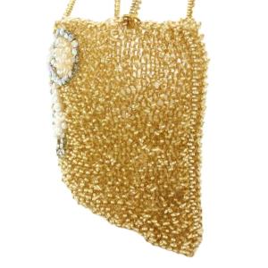 ANTEPRIMA ワイヤーバッグ ハンドバッグ 編み込み ビジュー パール リボンモチーフ 装飾 ゴールドカラー /BB