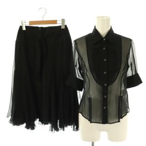 セットアップ ブラウス シルク フレアスカート IT38 ブラック /ES