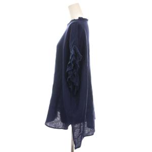 HOUSE OF LOTUS 22SS リネン ブラウス プルオーバー カットソー 半袖 M 紺 ネイビー フリル 3022101323065020