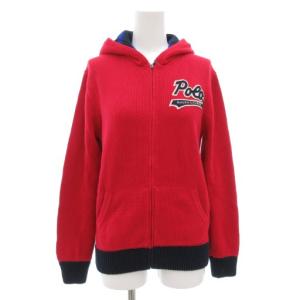 ニットジップアップパーカー フード ジャケット ロゴ L 赤 レッド 紺 ネイビー /GV AA