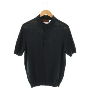 ニットポロシャツ 半袖 シルク混 M 紺 /NR