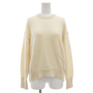 ラムカシミヤ クルーネックプルオーバー ニット セーター 長袖 S 白 ホワイト 12-02-14-02621