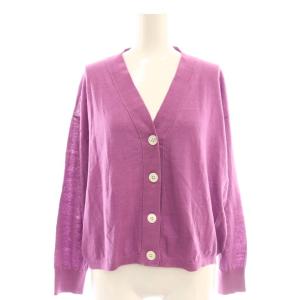 カーディガン Vネック 長袖 S 紫 パープル /AT OS