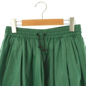 MACPHEE クリスピータフタギャザーロングスカート フレア コットン 36 緑 /NR