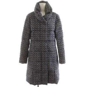 ツイードロングダウンコート ショールカラー アウター 38 ピンク 紺 ネイビー 101927-17-020-65-380