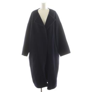 ノーカラーコート ロング丈 ウール アウター 紺 ネイビー 18020586312030 /AN37