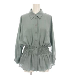 23SS シャーリング ブラウス シャツ 長袖 水色 ライトブルー 23051938206020 /YM