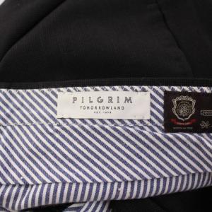 TOMORROWLAND PILGRIM ウールツイルスリムスラックス テーパードパンツ ジップフライ 48 黒 ブラック 61-04-21-04102