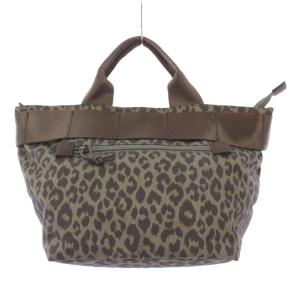 LEOPARD TOTE レオパードトート ハンドバッグ ヒョウ柄 ナイロン カーキ グレー /BB