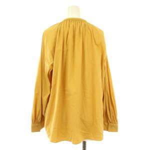 TOMORROWLAND collection スレッチブロードギャザーブラウス シャツ 長袖 スキッパー 無地 36 黄色 イエロー 13-01-34-01202