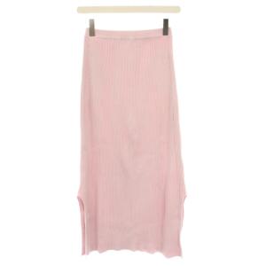 ワイドリブニットスカート ロング タイト イージー ウエストゴム 0 ピンク A7AS04WR /YT