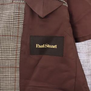 Paul Stuart テーラードジャケット ブレザー アウター シングル 背抜き チェック柄 麻 リネン ウール混 46 グレー