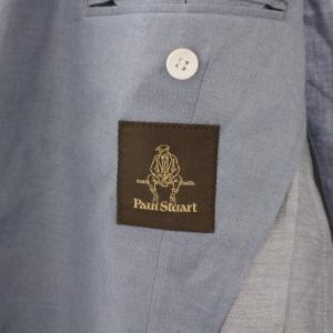 Paul Stuart テーラードジャケット ブレザー アウター ダブル 麻 リネン混 46 水色 ライトブルー /BB