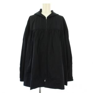 ライトタフタフーデッドショートコート アウター ジップアップ フード 36 紺 ネイビー 11-08-22-08102