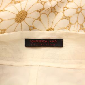 TOMORROWLAND collection 23SS クレールフラワーストレートパンツ スラックス ジップフライ 花柄 刺繍 バイカラー 36 ベージュ