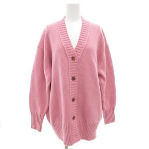 ラムカシミヤ Vネックカーディガン ニット 長袖 厚手 S ピンク 12-02-15-02630 /GV