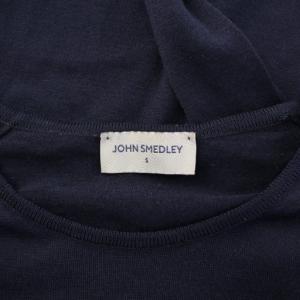 JOHN SMEDLEY ニット セーター 長袖 クルーネック 薄手 ワンカラー 無地 ウール S 紺 ネイビー /BB